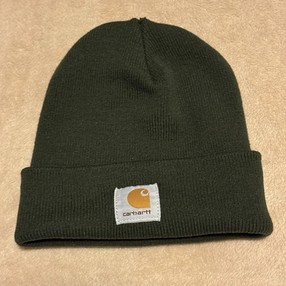 Carhartt Men's Green Knit Watch Cap Beanie Hat, Solid, One Size Fits All